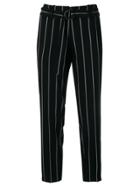 Cambio Striped Cropped Trousers - Black