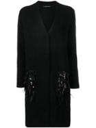 Luisa Cerano Embellished Midi Coat - Black