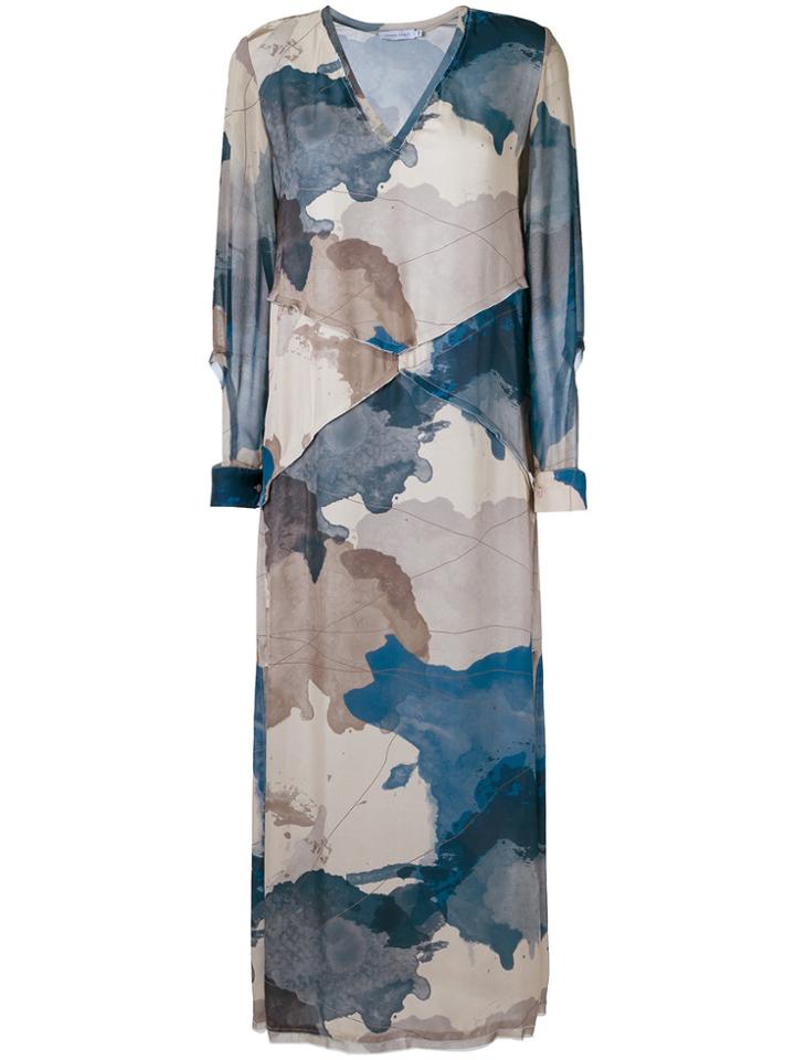 Mara Mac Printed Midi Dress - Blue