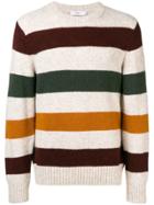 Closed Striped Crew Neck Sweater - Neutrals