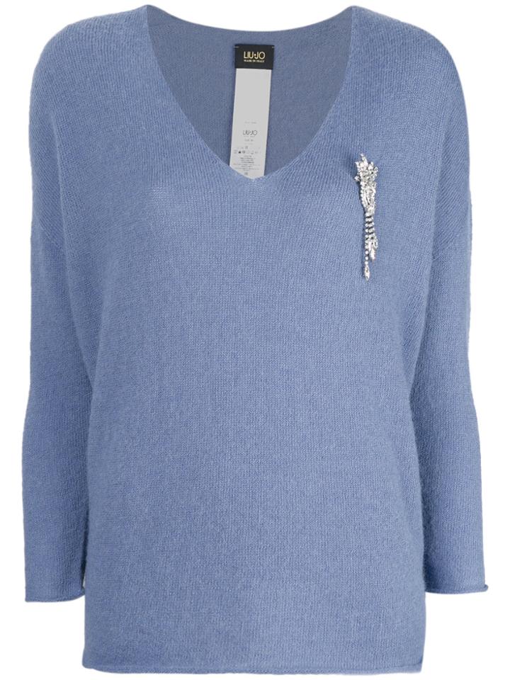 Liu Jo Embellished V-neck Jumper - Blue