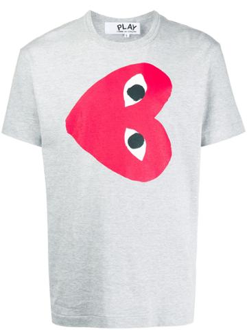 Comme Des Garçons Play Heart Print Crew Neck T-shirt - Grey
