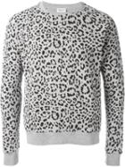 Saint Laurent Leopard Print Sweatshirt, Men's, Size: M, Grey, Cotton