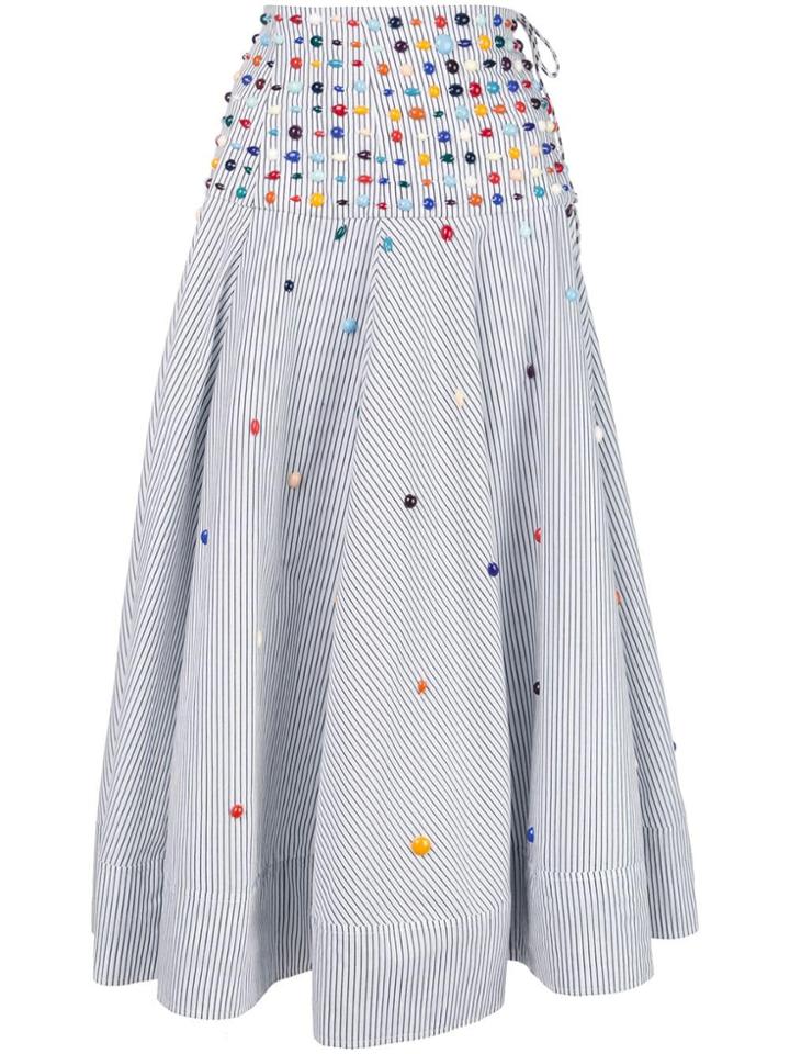 Rosie Assoulin Embellished Striped Midi Skirt - Multicolour