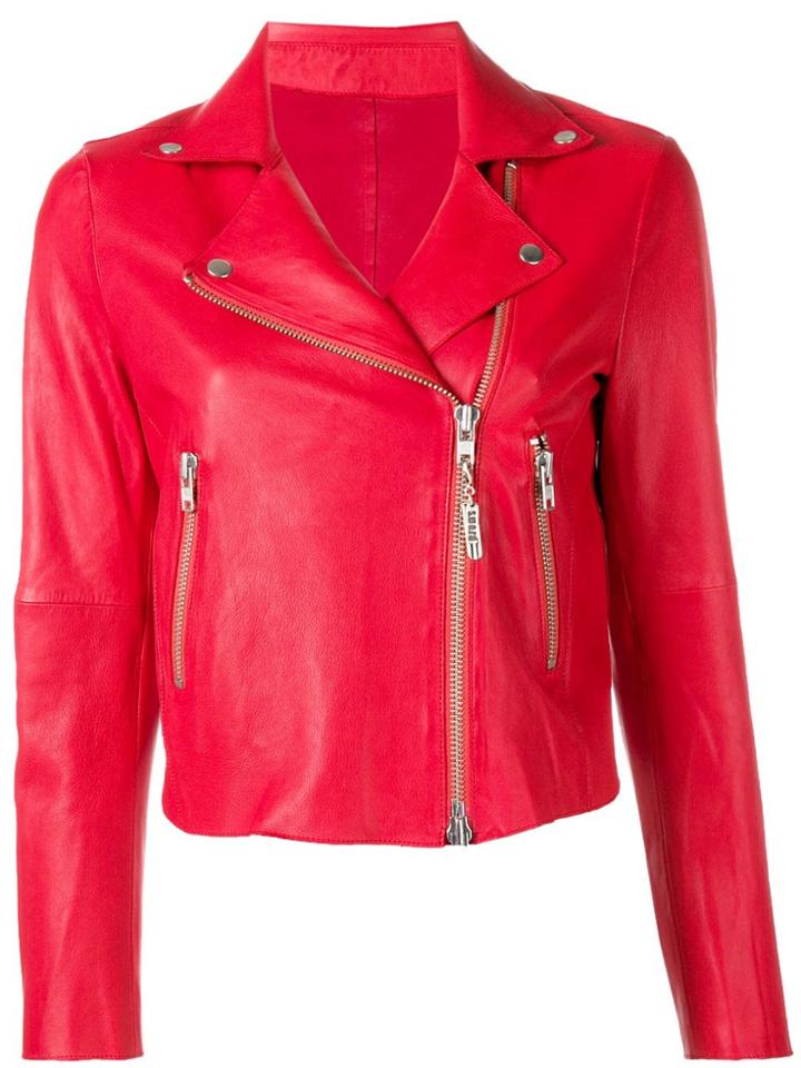 S.w.o.r.d 6.6.44 Cropped Style Biker Jacket - Red