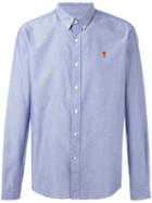 Ami Alexandre Mattiussi Ami De Coeur Embroidered Shirt, Men's, Size: 36, Blue, Cotton