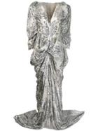 Maticevski Floral Pattern Gown - Silver