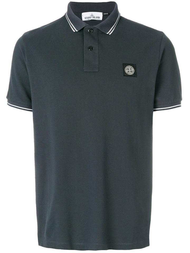 Stone Island Contrast Trim Polo Shirt - Blue