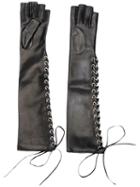 Manokhi - Long Laced Gloves - Women - Calf Leather - 7, Black, Calf Leather