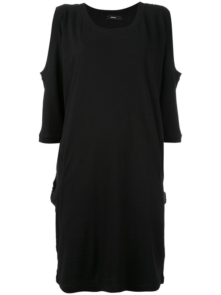 Diesel Cut-out Shoulder Dress, Women's, Size: Xs, Black, Cotton/polyester