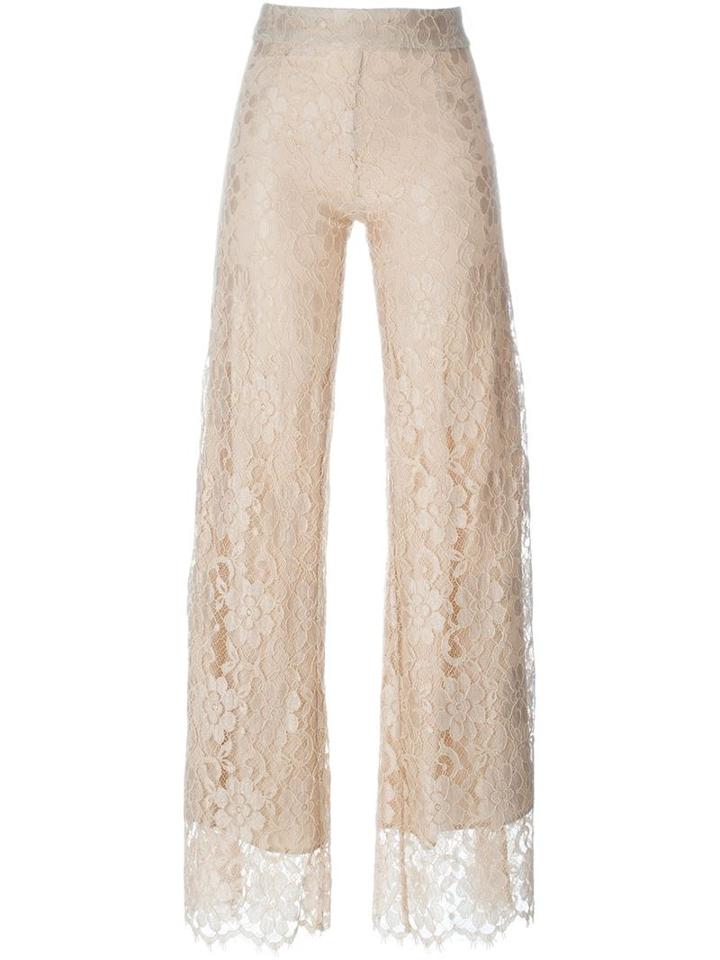Christopher Kane Floral Lace Trousers, Women's, Size: 6, Nude/neutrals, Silk/acetate/viscose/silk