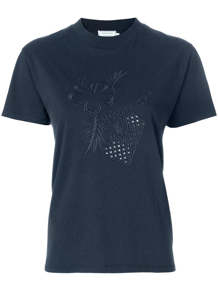 Maison Kitsuné Embroidered Boxy T-shirt - Blue