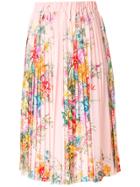 No21 Floral Print Pleated Skirt - Pink & Purple