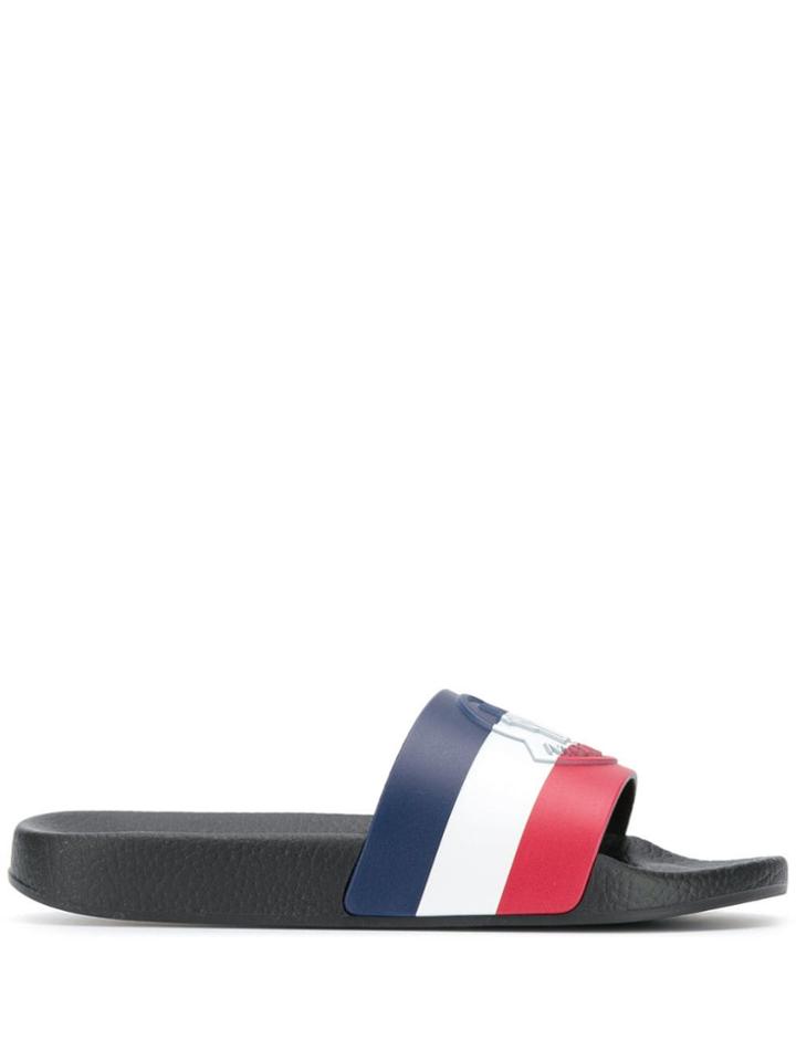 Moncler Logo Plaque Slides - Black