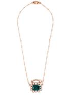 Mawi Gemstone Pendant Necklace, Women's, Green, Swarovski Crystal/rose Gold Plated Brass