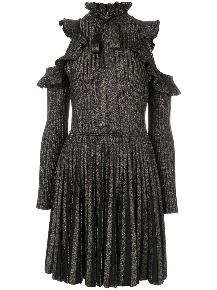 Elie Saab Ribbed Knit Cold Shoulder Dress - Black
