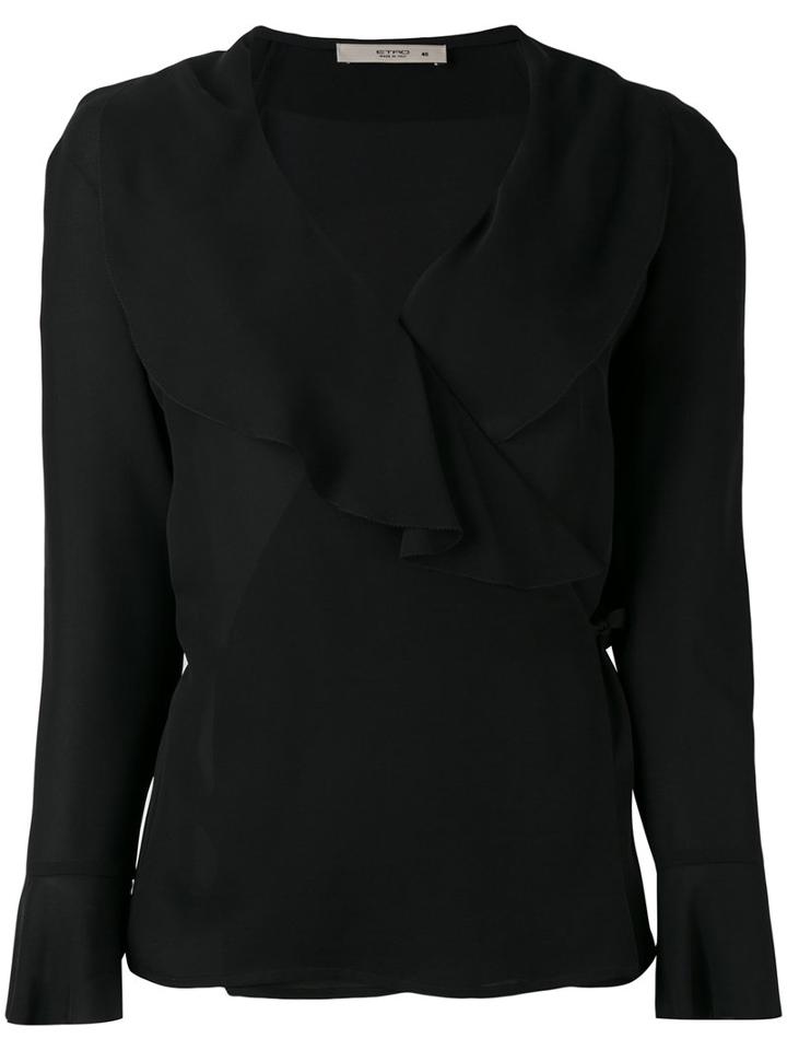 Etro - Wrap Blouse - Women - Silk - 42, Black, Silk