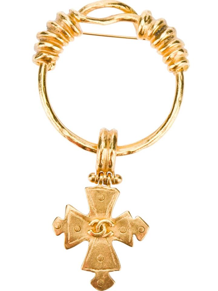 Chanel Vintage Cross Ring Brooch