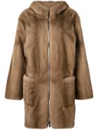 Liska Zip Front Mink Coat - Brown