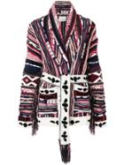 Laneus Multi-knit Belted Cardigan - Multicolour