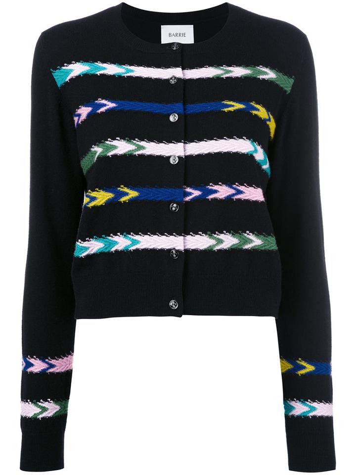 Barrie Striped Cardigan, Women's, Size: Large, Black, Cashmere
