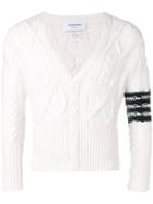 Thom Browne 4-bar Aran Cable Short Cardigan - White
