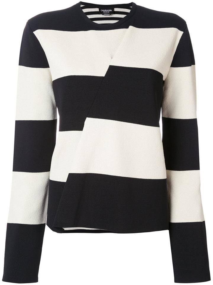 Calvin Klein 205w39nyc Asymmetric Striped Jumper - Black