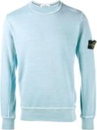 Stone Island Washed Crew Neck Sweatshirt, Men's, Size: Large, Blue, Cotton