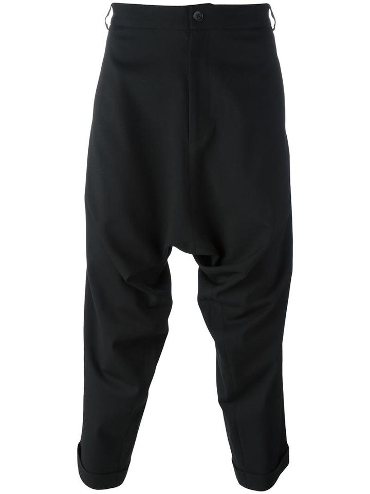 Army Of Me Drop-crotch Cropped Trousers, Men's, Size: 31, Black, Spandex/elastane/viscose/wool/polyester