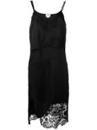 Dkny Asymmetric Slip Dress, Women's, Size: Medium, Black, Silk/nylon/polyester/viscose