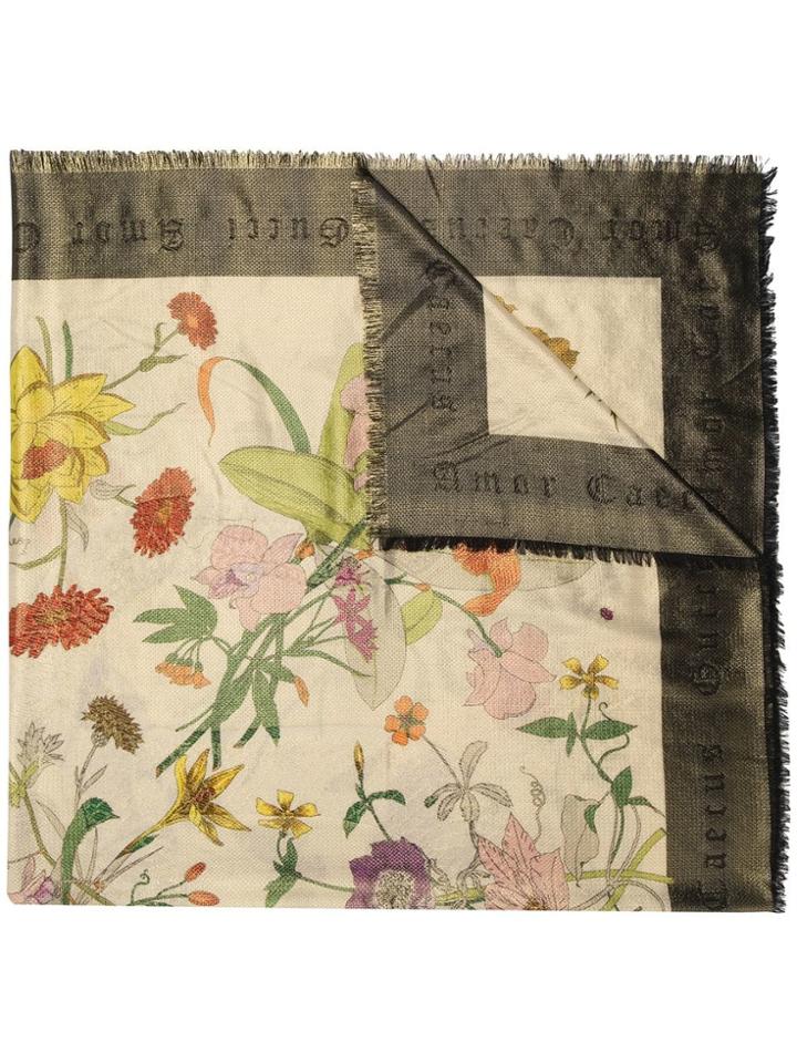Gucci Flora Gothic Print Scarf - Gold