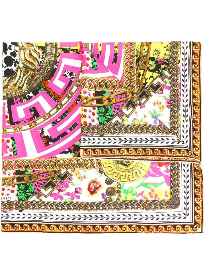 Versace 'floral Patch' Scarf