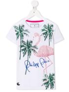 Philipp Plein Junior Teen Flamingo Embellished T-shirt - White