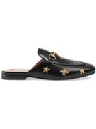 Gucci Princetown Embroidered Leather Slipper - Black