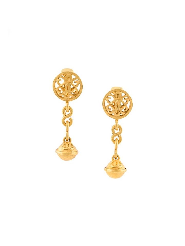 Chanel Vintage Bell Dangle Clip-on Earrings