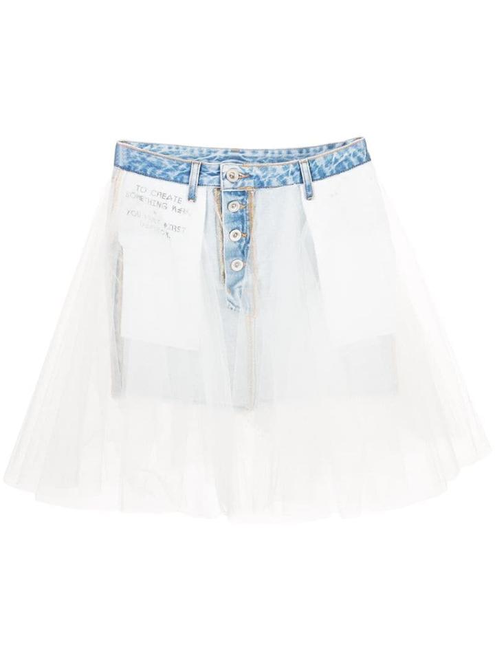 Unravel Project Denim Contrast Flared Skirt - Blue