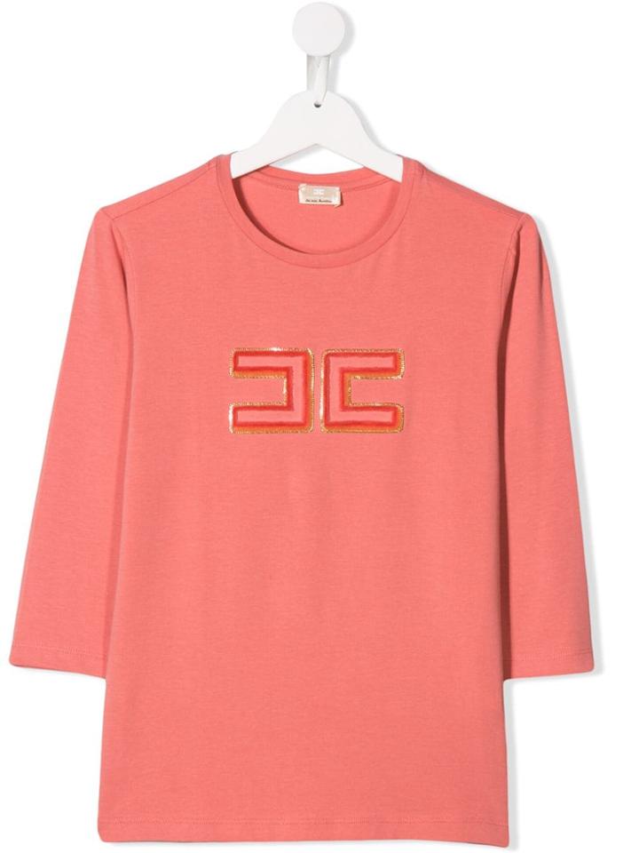 Elisabetta Franchi La Mia Bambina Teen Logo Embroidered Top - Pink