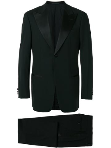 Armani Collezioni Peaked Lapels Two-piece Suit, Men's, Size: 48, Black, Viscose/spandex/elastane/wool