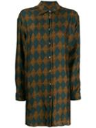 Uma Wang Diamond Print Longline Shirt - Green