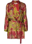 Mes Demoiselles Floral Kimono Cape - Red