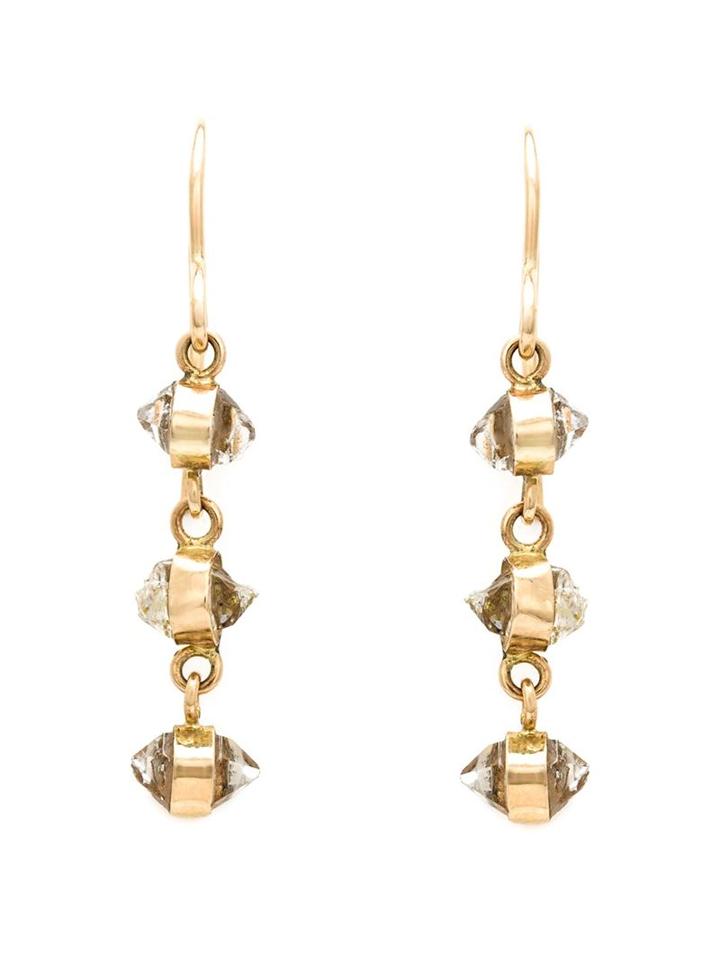 Melissa Joy Manning Herkimer Diamond Drop Earrings, Metallic