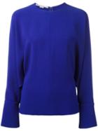 Stella Mccartney Drape Sleeve Blouse, Women's, Size: 42, Blue, Elastodiene/acetate/viscose