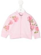 Floral Print Jacket - Kids - Cotton - 9 Mth, Pink/purple, Monnalisa