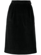Yves Saint Laurent Pre-owned 1980's Velvet Straight Skirt - Black