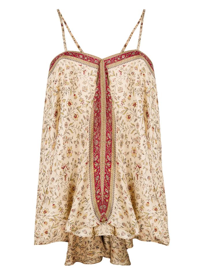 Mes Demoiselles Floral Spaghetti Strap Top - Nude & Neutrals