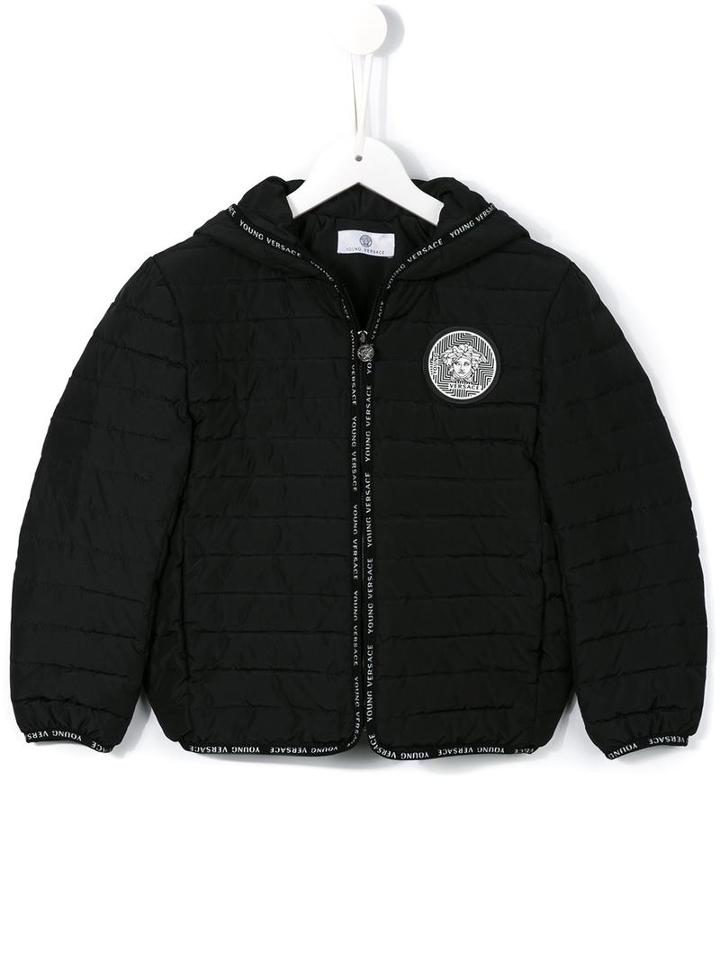 Young Versace Padded Hooded Jacket, Boy's, Size: 8 Yrs, Black