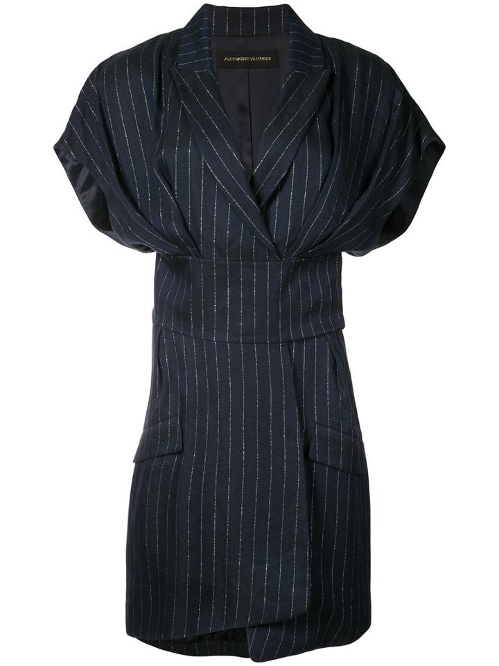 Alexandre Vauthier - Pinstripe Dress - Women - Linen/flax/lurex/viscose - 38, Blue, Linen/flax/lurex/viscose
