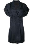 Alexandre Vauthier - Pinstripe Dress - Women - Linen/flax/lurex/viscose - 38, Blue, Linen/flax/lurex/viscose