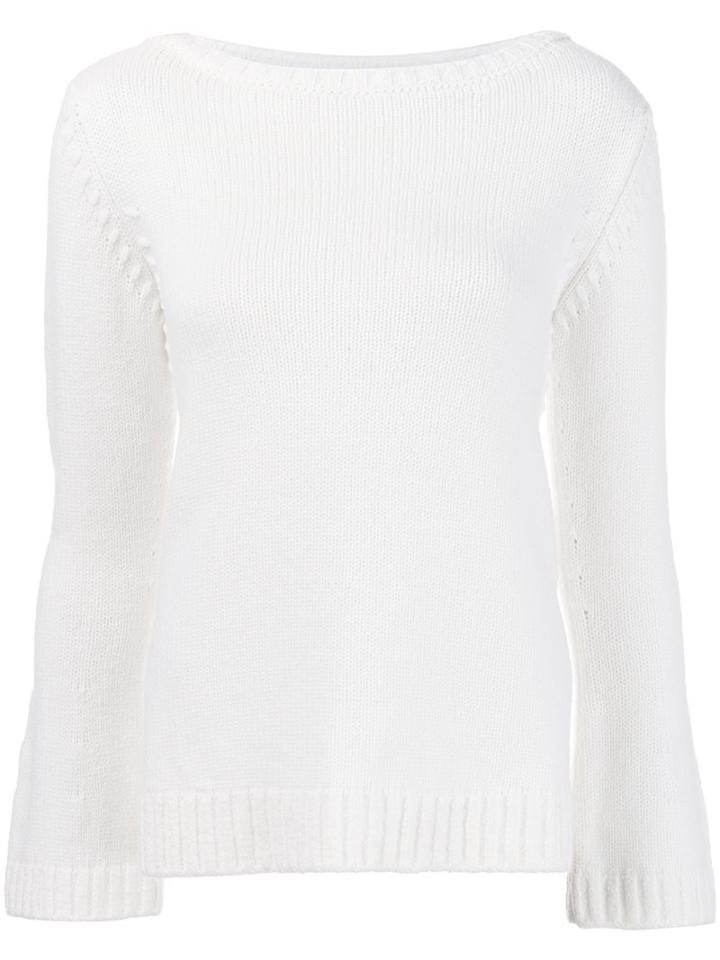 Agnona Cashmere Boat-neck Jumper, Women's, Size: 42, White, Cashmere
