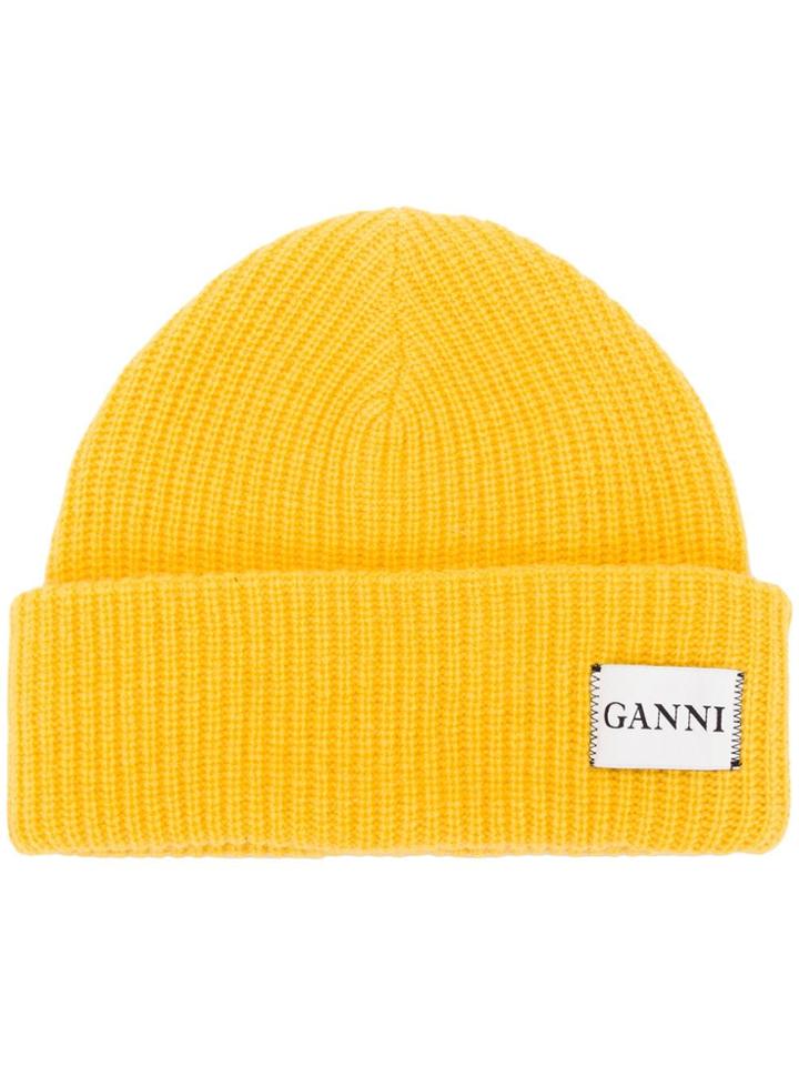 Ganni Knitted Beanie - Yellow